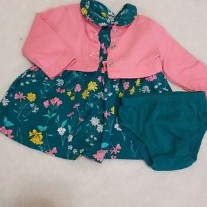 Baby girl dress with matching cardigan
